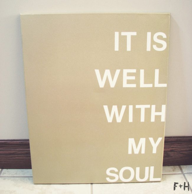 gold diy quote canvas leaned against wall