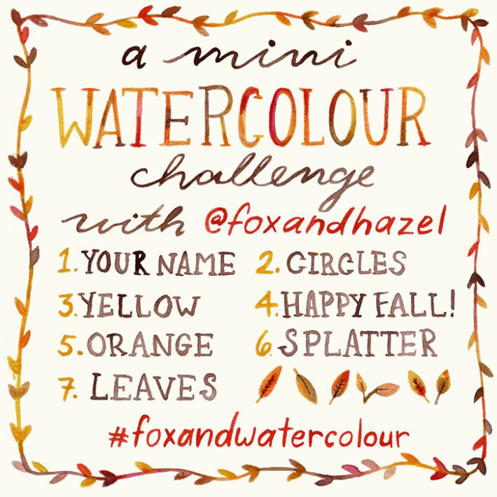 7 day watercolour challenge prompts free download