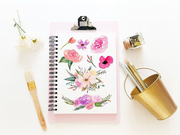 Free Watercolor Flower Graphics - Fox + Hazel