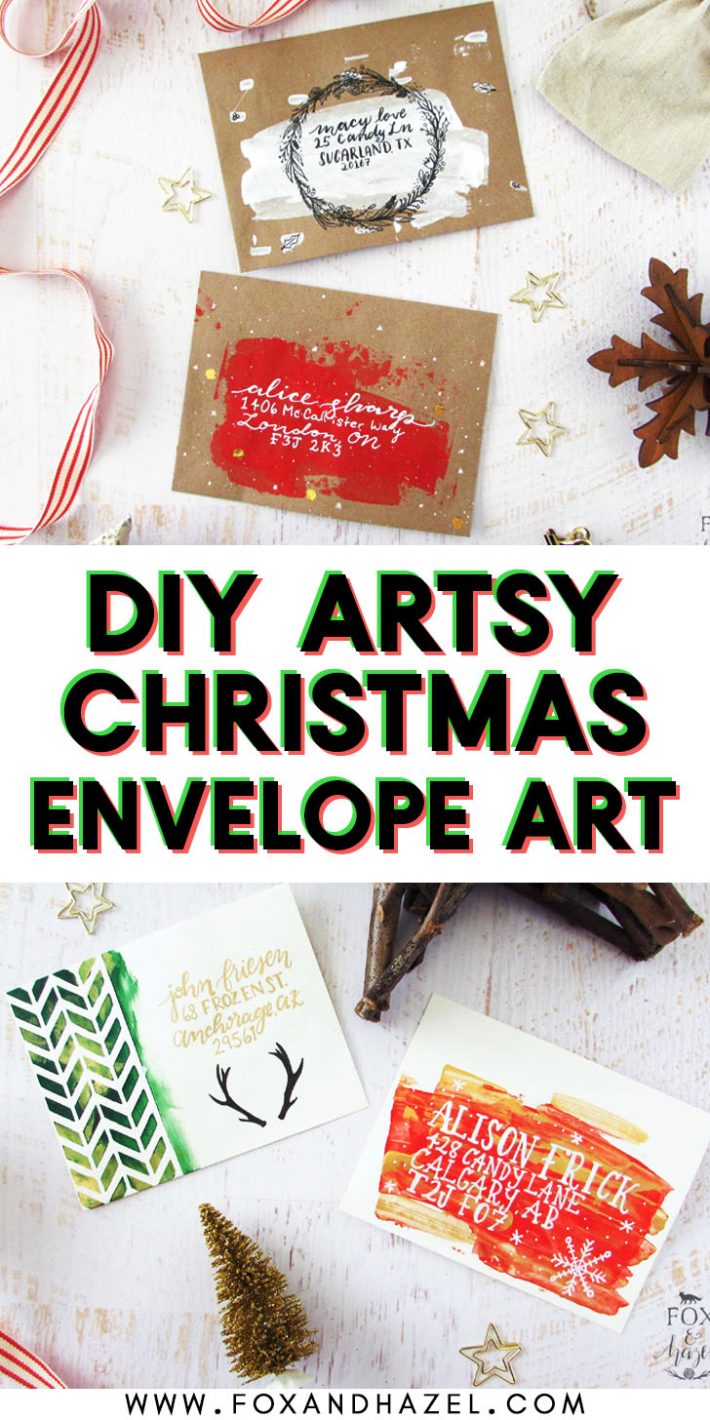 DIY Artsy Christmas Envelope Art - Fox + Hazel | free art + designs