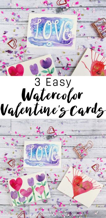 3 Easy To Make Watercolor Valentines Cards Fox   Hazel