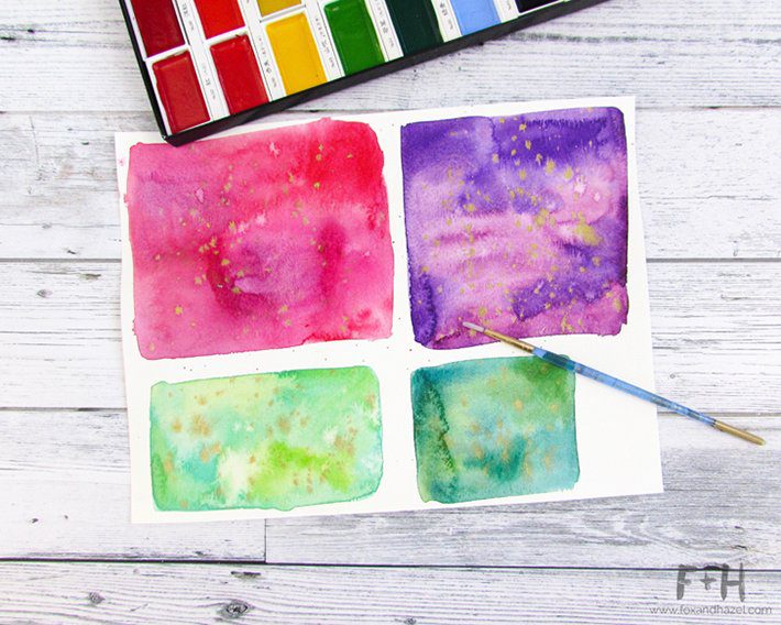 multicolor watercolor squares painted