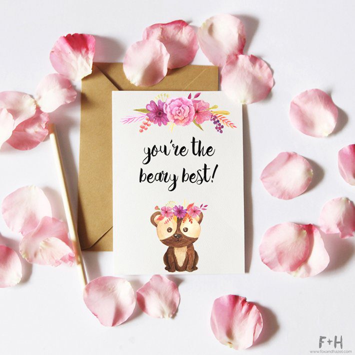 Free Bear Valentine's Day Card - Fox + Hazel