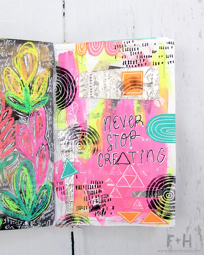 details of art journaling page
