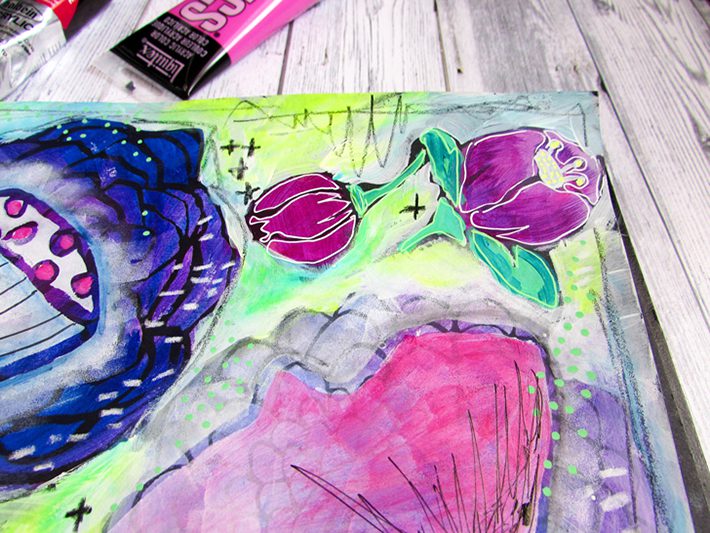 Messy Florals Art Journal Page for StencilGirl - Fox + Hazel