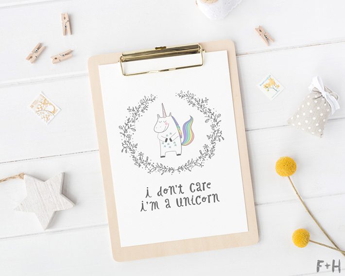 Free Unicorn Printable Wall Art - Fox + Hazel