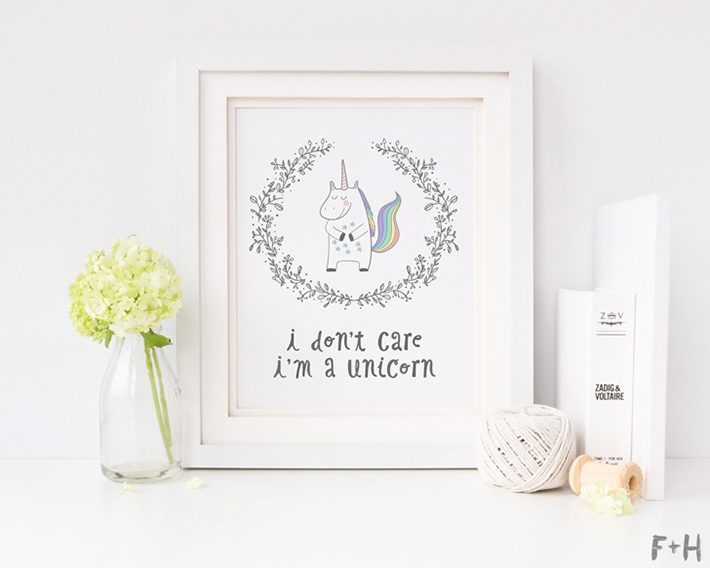 Free Unicorn Printable Wall Art - Fox + Hazel