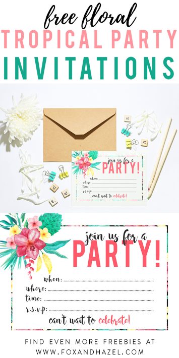 Free Printable Tropical Party Invitation | Fox + Hazel