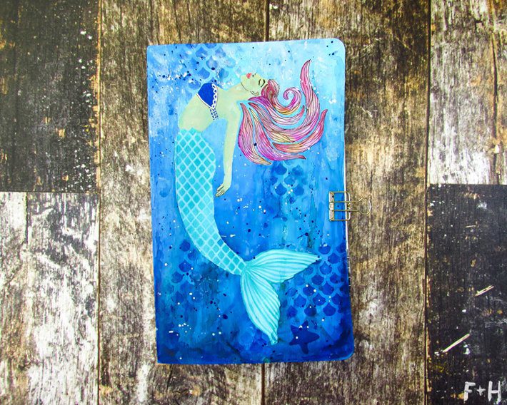 Mermaid Moleskine Notebook with StencilGirl - Fox + Hazel