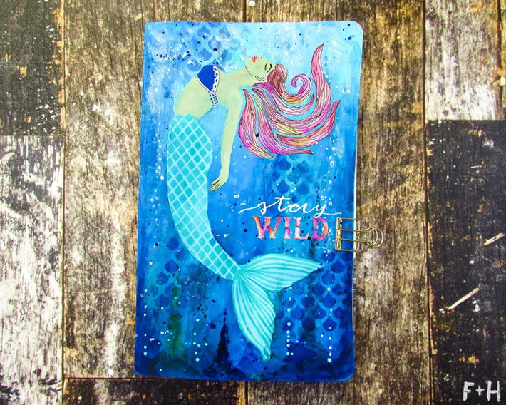 Mermaid Moleskine Notebook with StencilGirl - Fox + Hazel