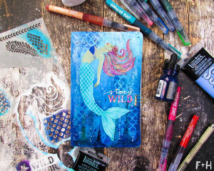 Mermaid Moleskine Notebook with StencilGirl - Fox + Hazel