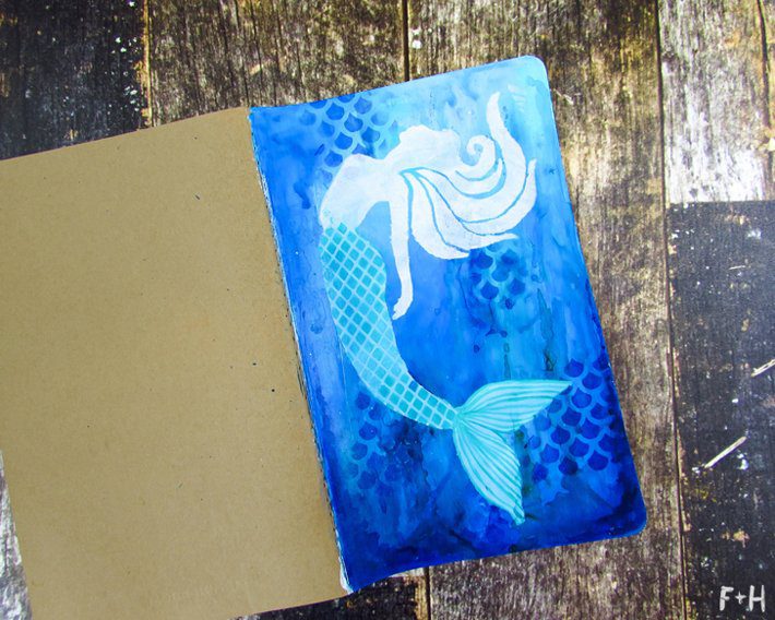 Mermaid Moleskine Notebook with StencilGirl - Fox + Hazel