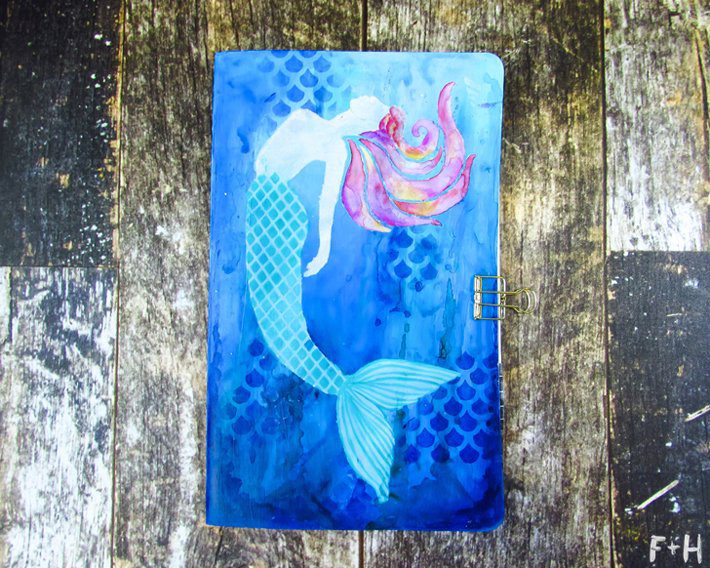 Mermaid Moleskine Notebook with StencilGirl - Fox + Hazel