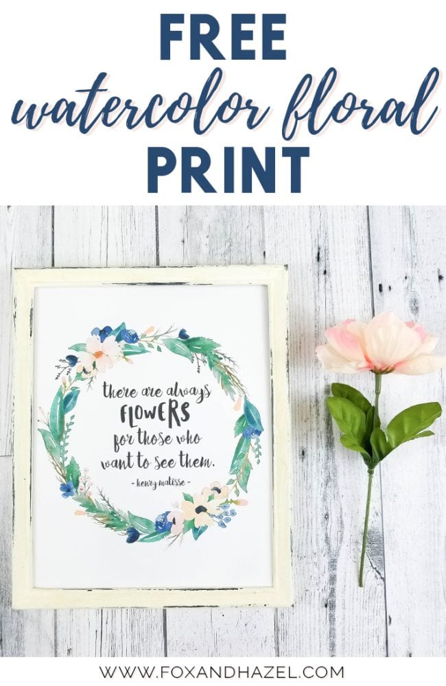 Free Blush & Navy Watercolor Floral Print - Fox + Hazel - Pinterest Short