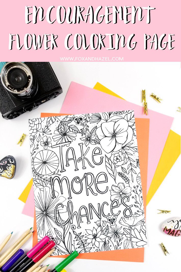 Free Encouragement Flower Coloring Page Printable - Fox + Hazel