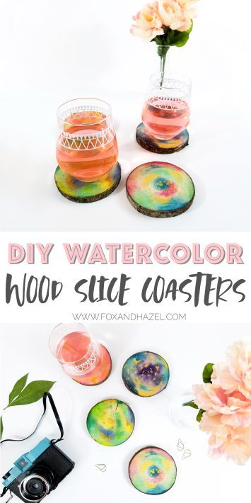 DIY Watercolor Wood-Slice Coasters - Fox + Hazel | free art + designs