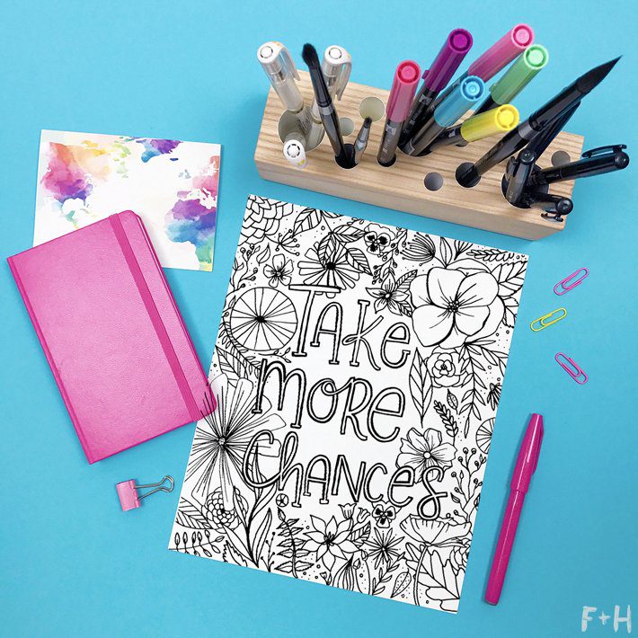 Free Encouragement Flower Coloring Page Printable | Fox + Hazel