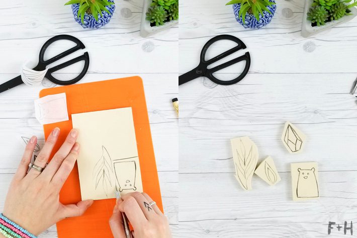 DIY Hand Carved Rubber Stamps - Stamp Carving - Fox + Hazel