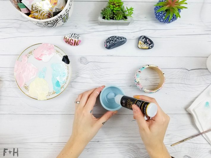 DIY Abstract Painted Wood Bangle Bracelets -Fox + Hazel