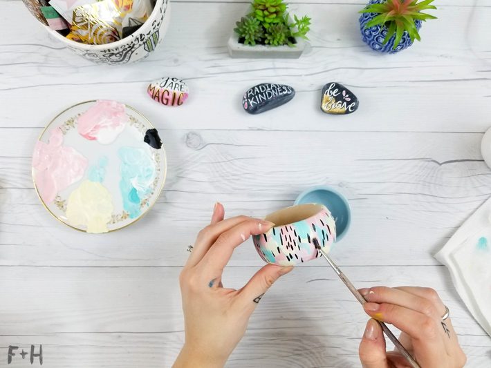 DIY Abstract Painted Wood Bangle Bracelets -Fox + Hazel