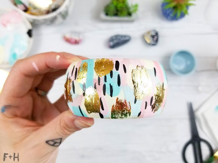 DIY Abstract Painted Wood Bangle Bracelets -Fox + Hazel