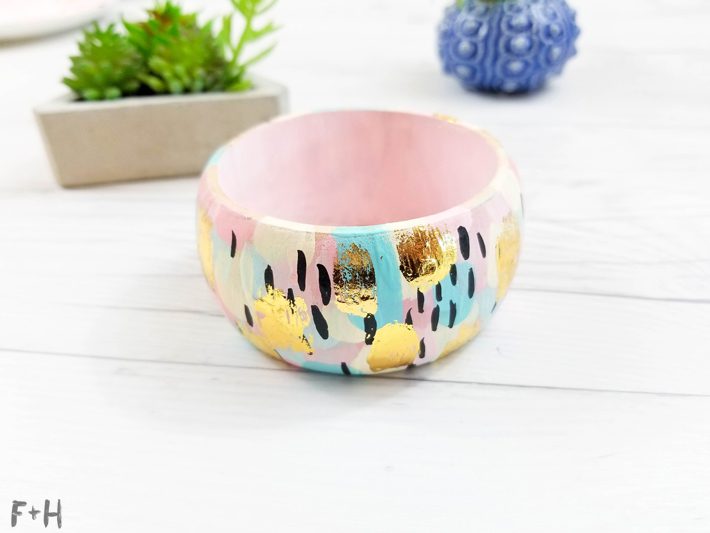 DIY Abstract Painted Wood Bangle Bracelets -Fox + Hazel