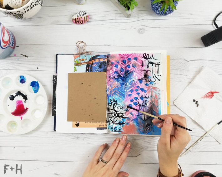 Create texture in your art journal using minimal supplies