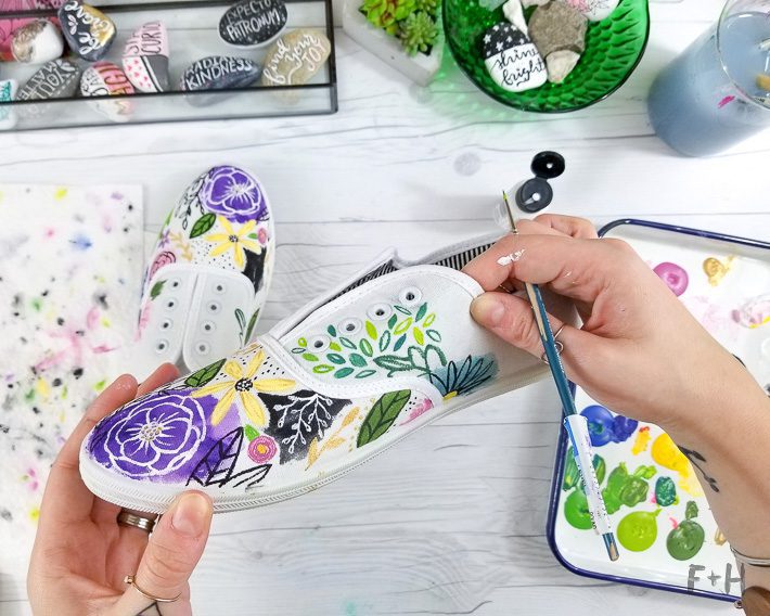 DIY Spring Inspired Painted Canvas Sneakers