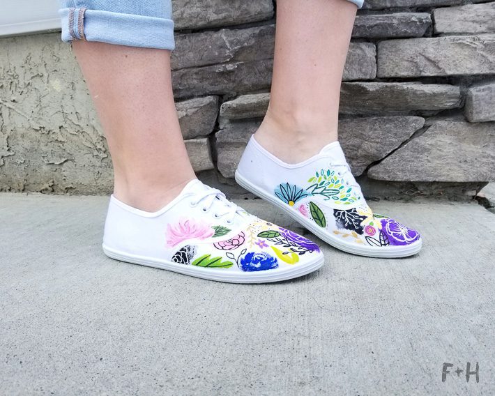 DIY Spring Inspired Painted Canvas Sneakers Fox Hazel