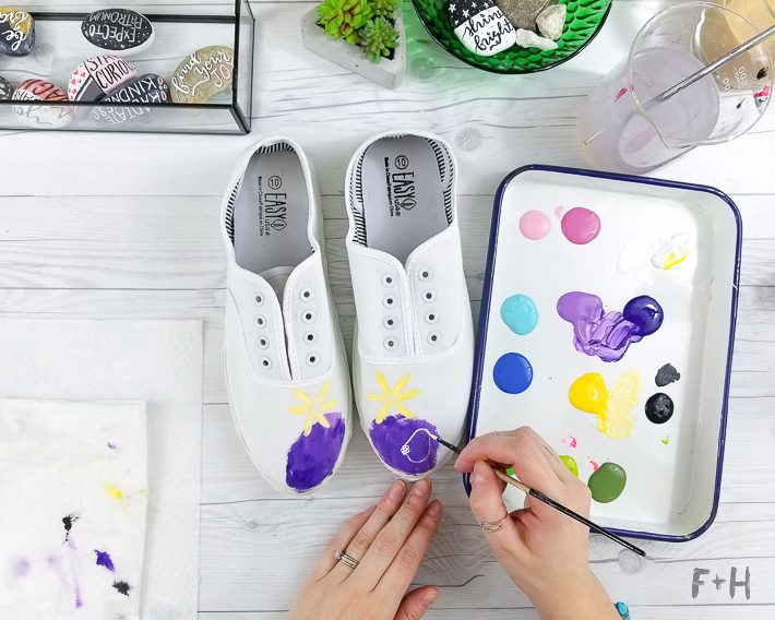 DIY Spring Inspired Painted Canvas Sneakers