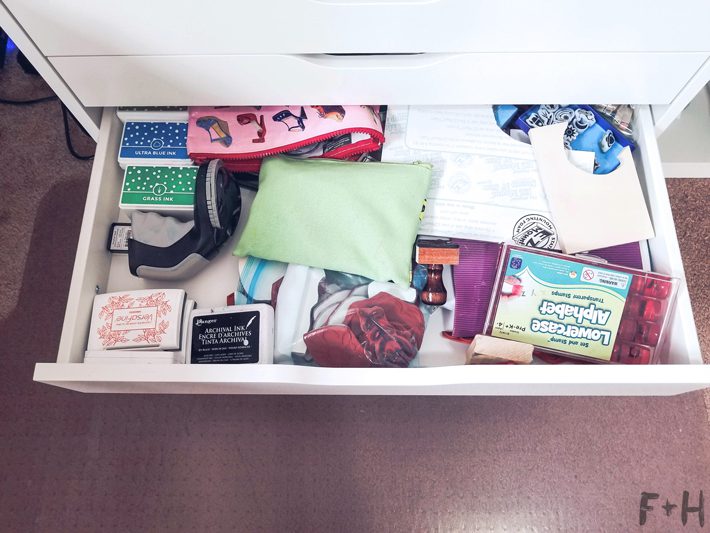 ikea alex drawer open with stamps