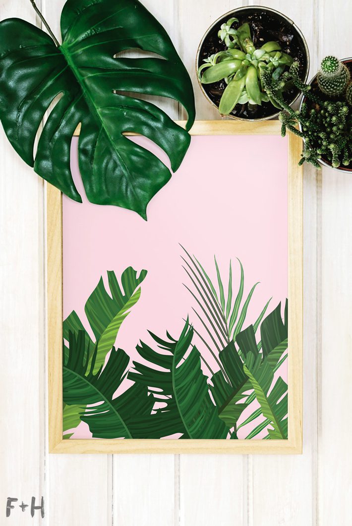 3 Free Palm Tree Leaf Prints In Pink White Fox Hazel