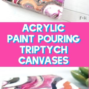 acrylic paint pouring triptych canvases