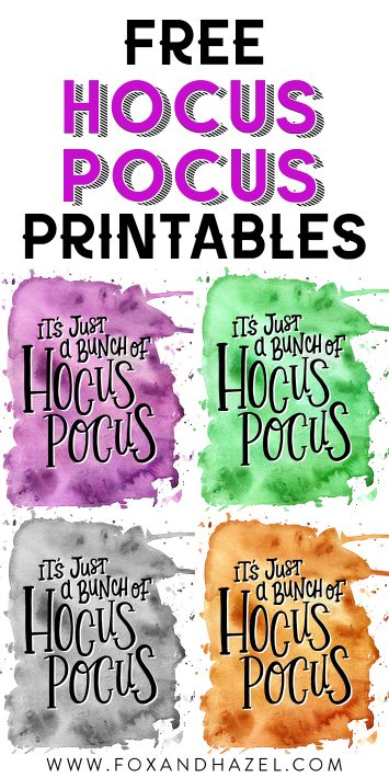 Free Hocus Pocus Printable in 4 Different Colours! | Fox + Hazel