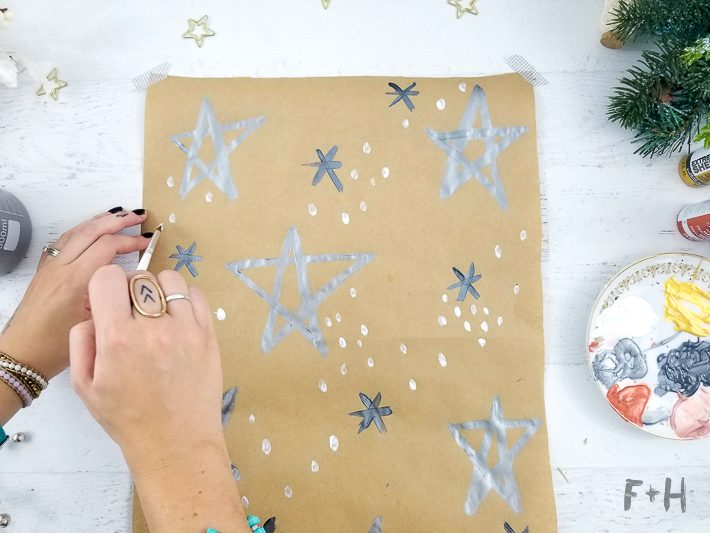 hand-painted kraft wrapping paper