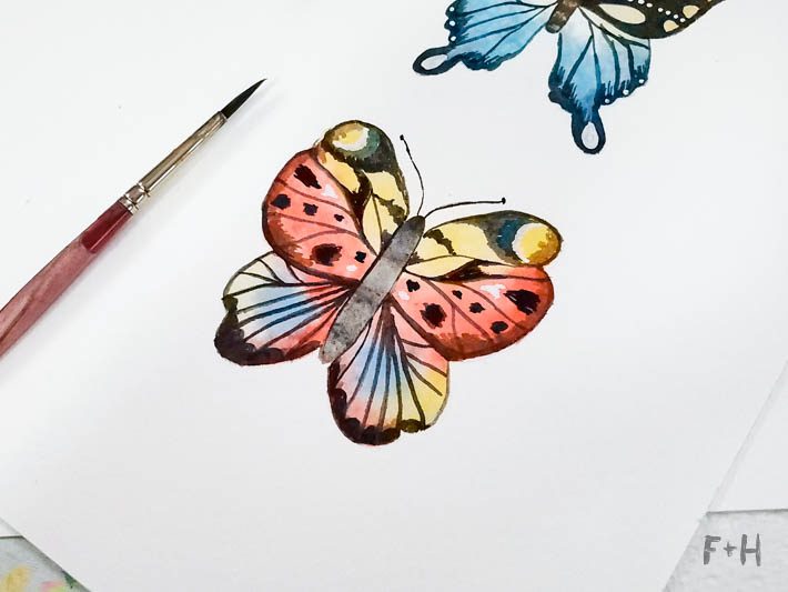 Watercolor Butterfly and Iridescent Medium Painting Tutorial 