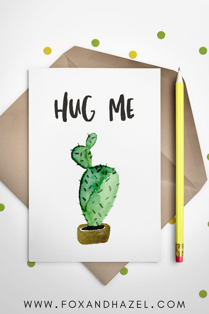 free cactus clipart on greeting card