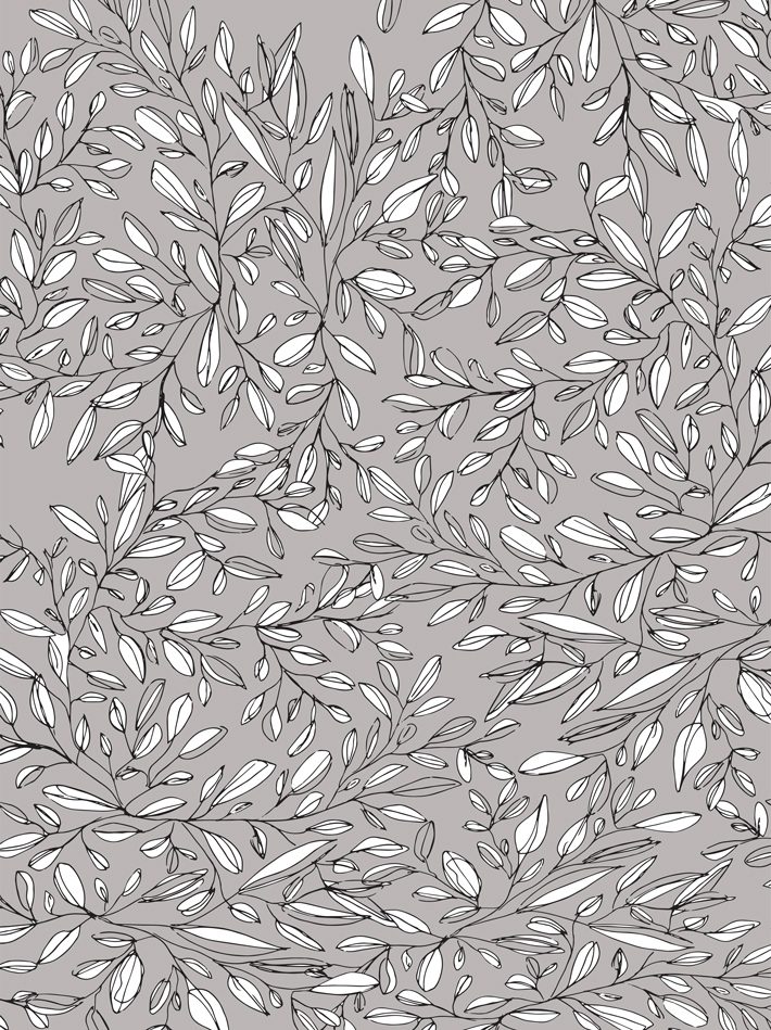 free printable wrapping paper of leaves on grey background