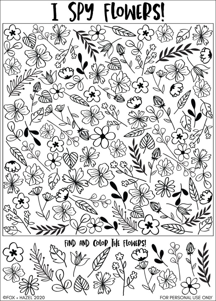 Free Printable I Spy Flowers Activity Sheet | Fox + Hazel