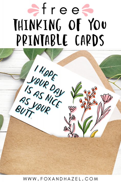 Free "Thinking Of You Printable" Cards  Fox + Hazel  free art + designs