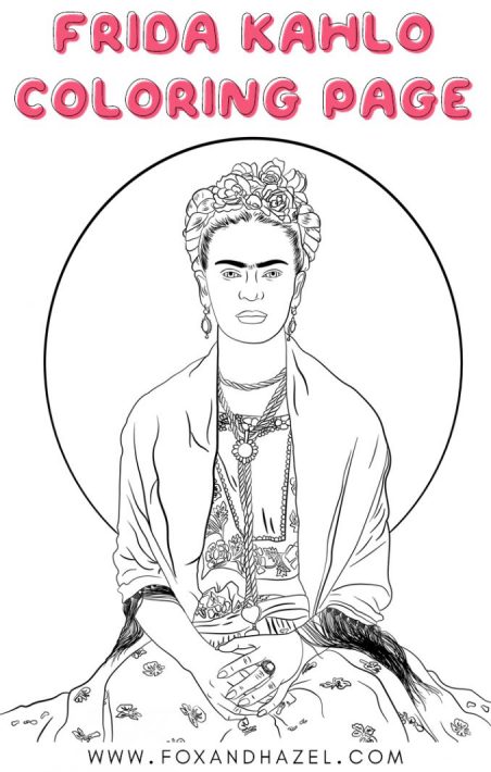 Free Frida Kahlo Printable Coloring Page | Fox + Hazel