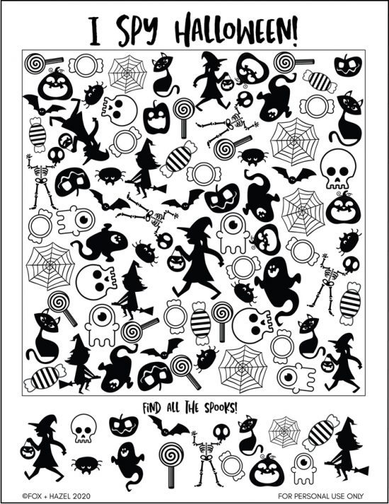 Free Halloween I Spy Sheet - Fox + Hazel | free art + designs