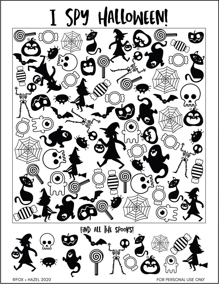 Free Halloween I Spy Sheet Fox + Hazel free art + designs