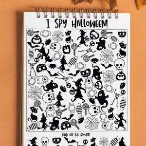 halloween I spy printable on notepad