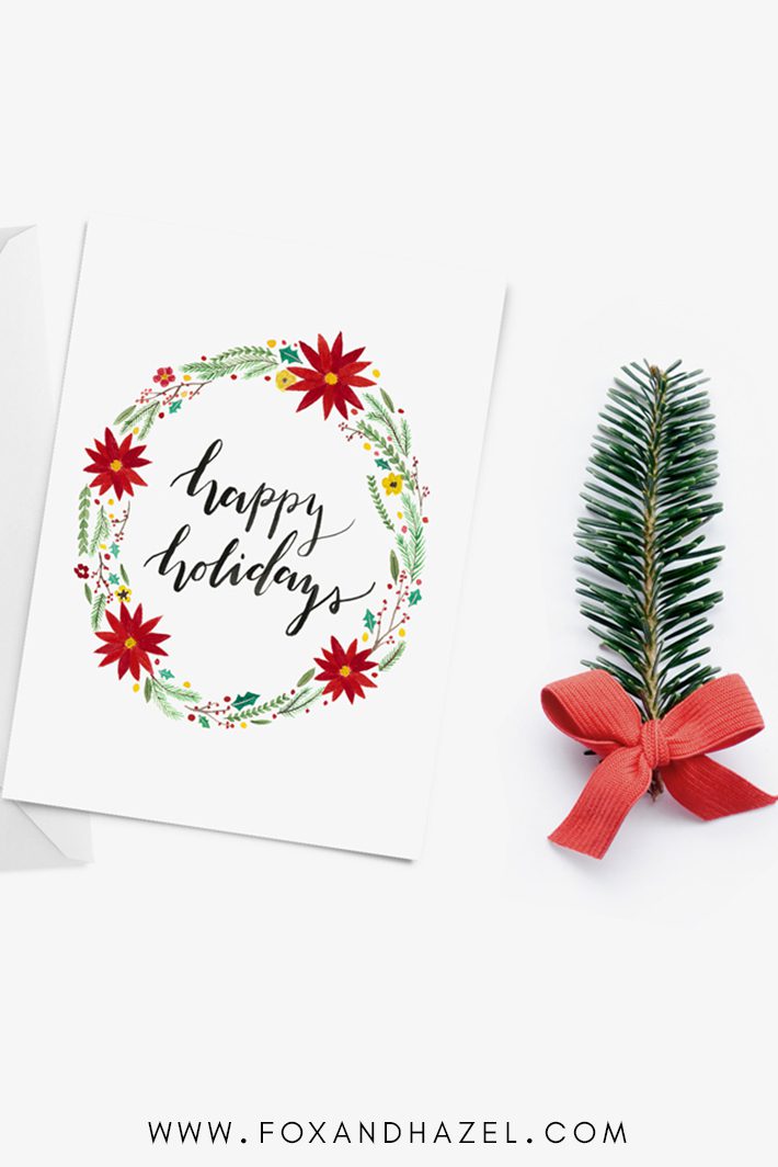 happy holidays free christmas card printable