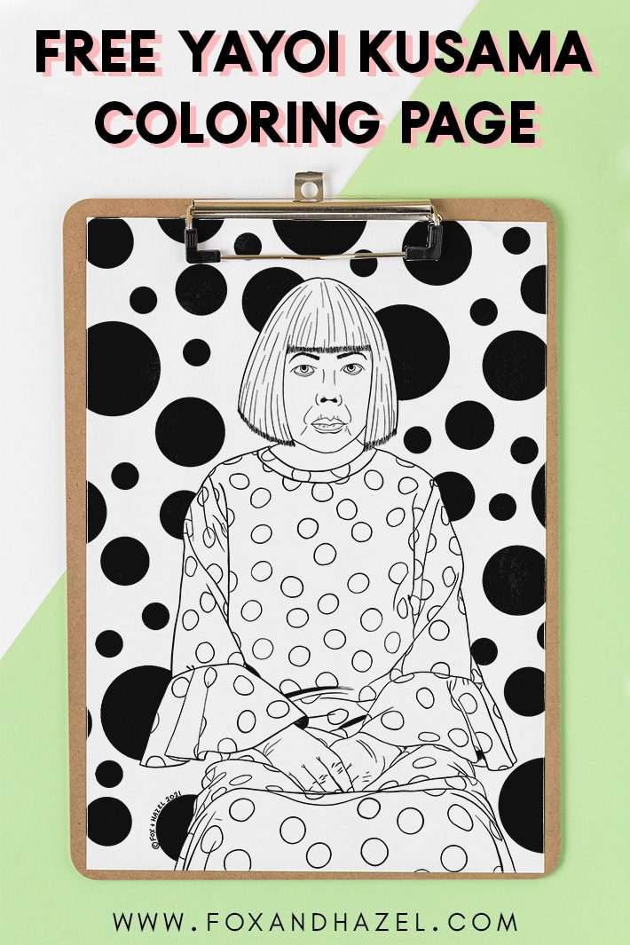 Free Yayoi Kusama Coloring Sheet Fox + Hazel free art + designs