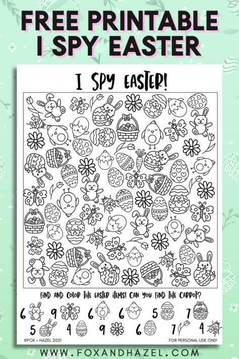 Free Printable I Spy Easter Activity Sheet | Fox + Hazel | free art