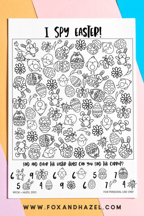 Free Printable I Spy Easter Activity Sheet Fox Hazel Free Art 