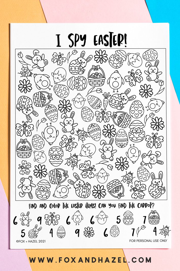 Free Printable I Spy Easter Activity Sheet Fox   Hazel free art