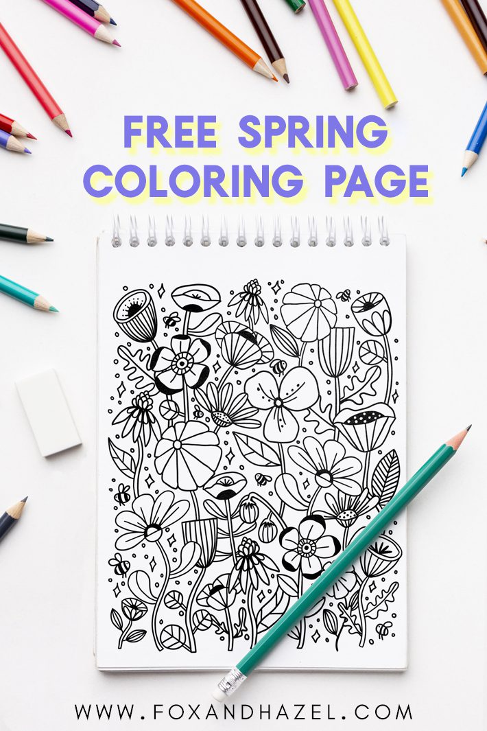 free spring coloring page